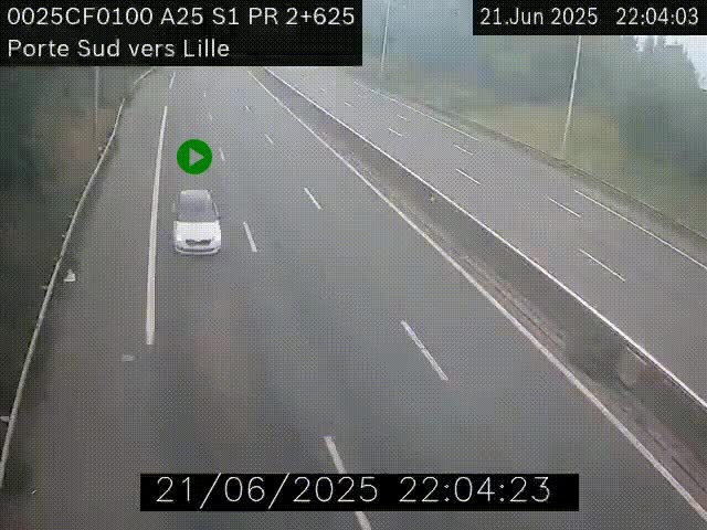 <h2>Webcam autoroute A25 sur le périphérique de Lille à hauteur de Lille-Sud et la sortie 3 Faches-Thumesnil. Vue orientée vers Lille-Centre.</h2>