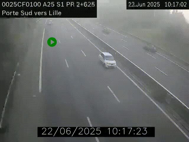 <h2>Webcam autoroute A25 sur le périphérique de Lille à hauteur de Lille-Sud et la sortie 3 Faches-Thumesnil. Vue orientée vers Lille-Centre.</h2>