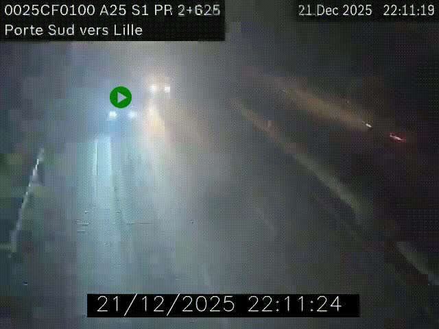 <h2>Webcam autoroute A25 sur le périphérique de Lille à hauteur de Lille-Sud et la sortie 3 Faches-Thumesnil. Vue orientée vers Lille-Centre.</h2>