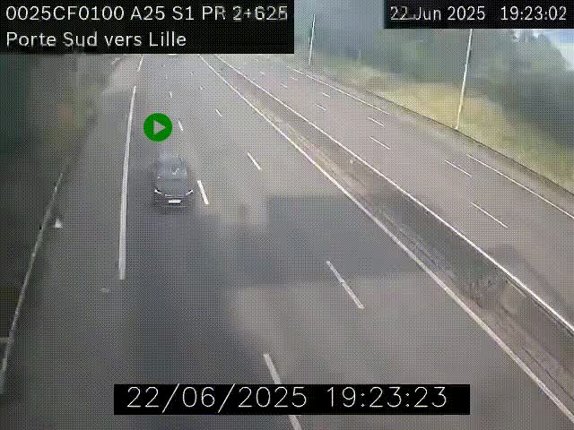 <h2>Webcam autoroute A25 sur le périphérique de Lille à hauteur de Lille-Sud et la sortie 3 Faches-Thumesnil. Vue orientée vers Lille-Centre.</h2>