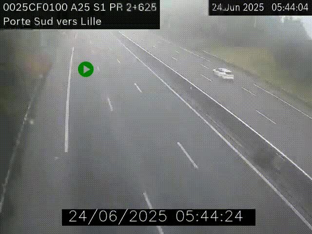 <h2>Webcam autoroute A25 sur le périphérique de Lille à hauteur de Lille-Sud et la sortie 3 Faches-Thumesnil. Vue orientée vers Lille-Centre.</h2>