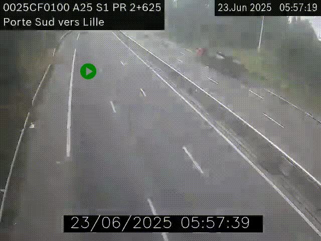 <h2>Webcam autoroute A25 sur le périphérique de Lille à hauteur de Lille-Sud et la sortie 3 Faches-Thumesnil. Vue orientée vers Lille-Centre.</h2>