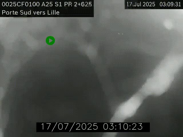 <h2>Webcam autoroute A25 sur le périphérique de Lille à hauteur de Lille-Sud et la sortie 3 Faches-Thumesnil. Vue orientée vers Lille-Centre.</h2>