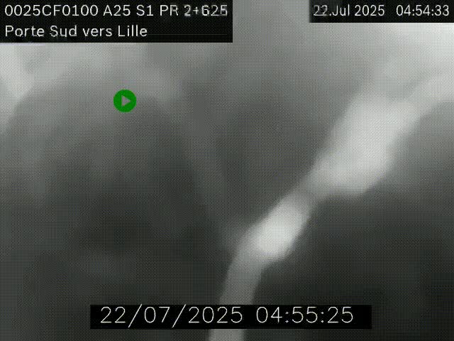 <h2>Webcam autoroute A25 sur le périphérique de Lille à hauteur de Lille-Sud et la sortie 3 Faches-Thumesnil. Vue orientée vers Lille-Centre.</h2>