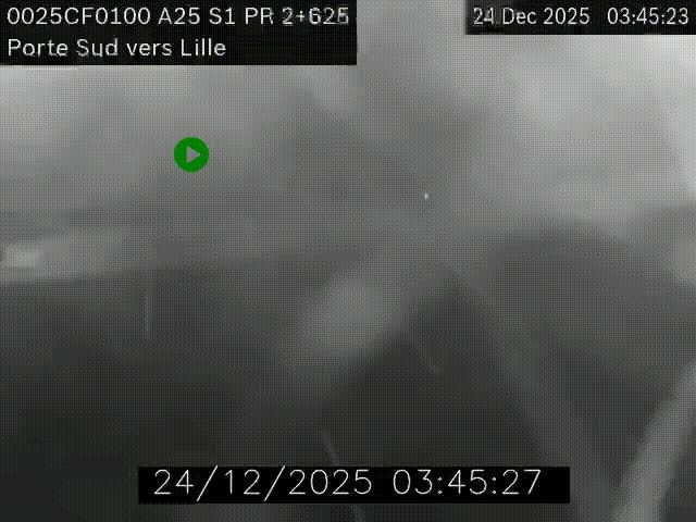 Webcam autoroute A25 sur le périphérique de Lille à hauteur de Lille-Sud et la sortie 3 Faches-Thumesnil. Vue orientée vers Lille-Centre.