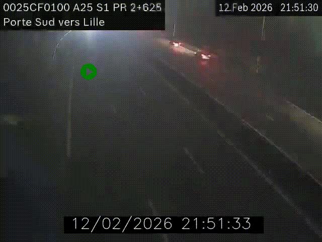 <h2>Webcam autoroute A25 sur le périphérique de Lille à hauteur de Lille-Sud et la sortie 3 Faches-Thumesnil. Vue orientée vers Lille-Centre.</h2>
