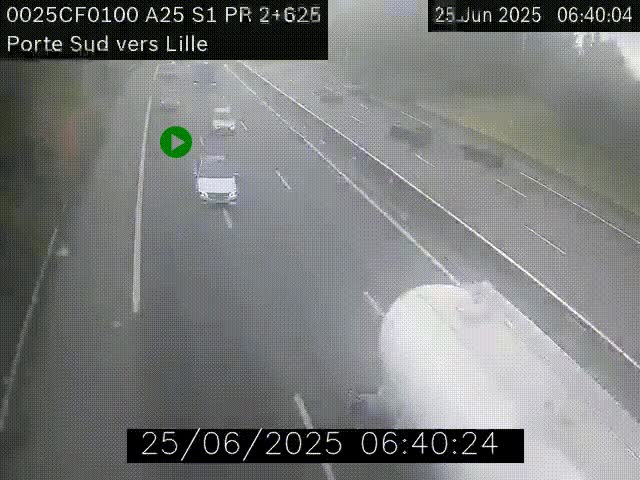 <h2>Webcam autoroute A25 sur le périphérique de Lille à hauteur de Lille-Sud et la sortie 3 Faches-Thumesnil. Vue orientée vers Lille-Centre.</h2>