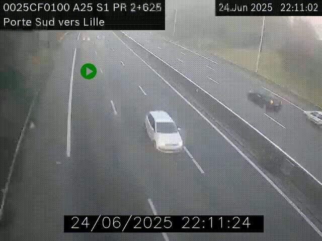 <h2>Webcam autoroute A25 sur le périphérique de Lille à hauteur de Lille-Sud et la sortie 3 Faches-Thumesnil. Vue orientée vers Lille-Centre.</h2>