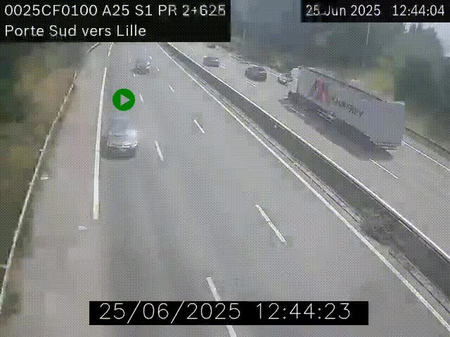 <h2>Webcam autoroute A25 sur le périphérique de Lille à hauteur de Lille-Sud et la sortie 3 Faches-Thumesnil. Vue orientée vers Lille-Centre.</h2>