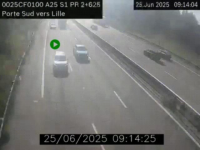 <h2>Webcam autoroute A25 sur le périphérique de Lille à hauteur de Lille-Sud et la sortie 3 Faches-Thumesnil. Vue orientée vers Lille-Centre.</h2>