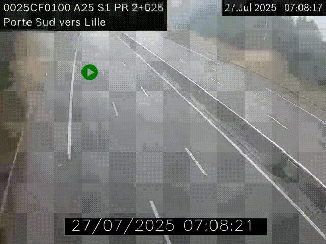 <h2>Webcam autoroute A25 sur le périphérique de Lille à hauteur de Lille-Sud et la sortie 3 Faches-Thumesnil. Vue orientée vers Lille-Centre.</h2>