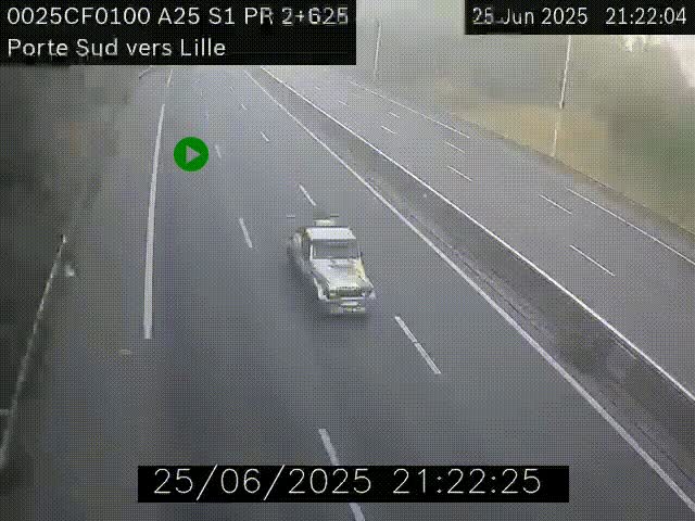 <h2>Webcam autoroute A25 sur le périphérique de Lille à hauteur de Lille-Sud et la sortie 3 Faches-Thumesnil. Vue orientée vers Lille-Centre.</h2>