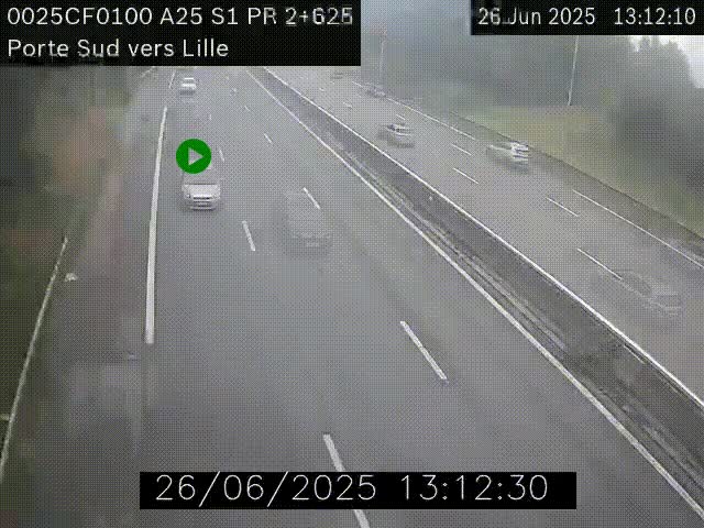 <h2>Webcam autoroute A25 sur le périphérique de Lille à hauteur de Lille-Sud et la sortie 3 Faches-Thumesnil. Vue orientée vers Lille-Centre.</h2>