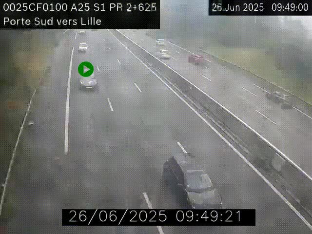 <h2>Webcam autoroute A25 sur le périphérique de Lille à hauteur de Lille-Sud et la sortie 3 Faches-Thumesnil. Vue orientée vers Lille-Centre.</h2>