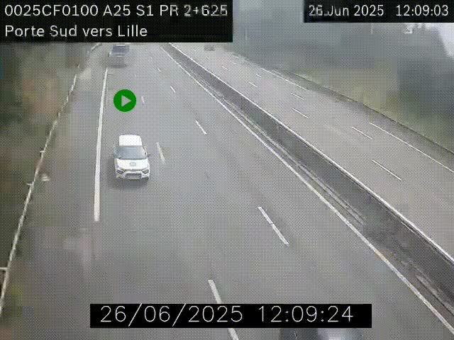 <h2>Webcam autoroute A25 sur le périphérique de Lille à hauteur de Lille-Sud et la sortie 3 Faches-Thumesnil. Vue orientée vers Lille-Centre.</h2>