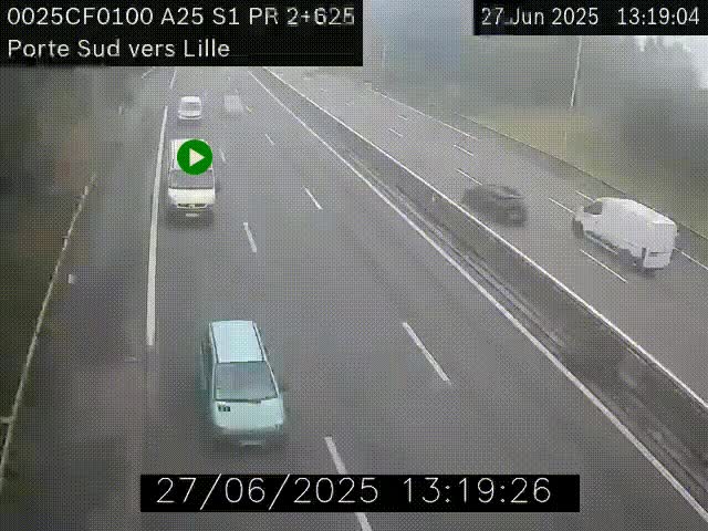 <h2>Webcam autoroute A25 sur le périphérique de Lille à hauteur de Lille-Sud et la sortie 3 Faches-Thumesnil. Vue orientée vers Lille-Centre.</h2>