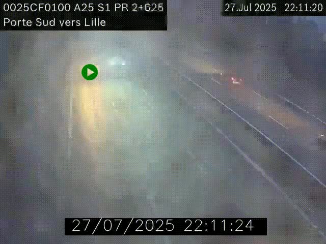 <h2>Webcam autoroute A25 sur le périphérique de Lille à hauteur de Lille-Sud et la sortie 3 Faches-Thumesnil. Vue orientée vers Lille-Centre.</h2>