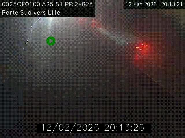 <h2>Webcam autoroute A25 sur le périphérique de Lille à hauteur de Lille-Sud et la sortie 3 Faches-Thumesnil. Vue orientée vers Lille-Centre.</h2>