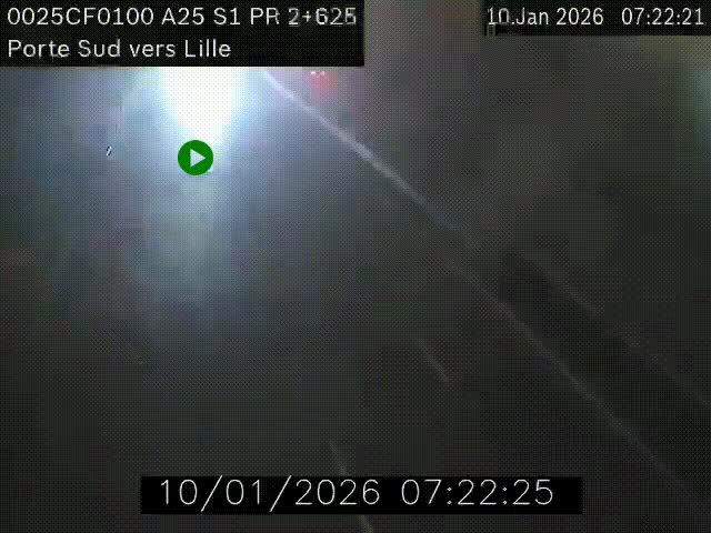 <h2>Webcam autoroute A25 sur le périphérique de Lille à hauteur de Lille-Sud et la sortie 3 Faches-Thumesnil. Vue orientée vers Lille-Centre.</h2>