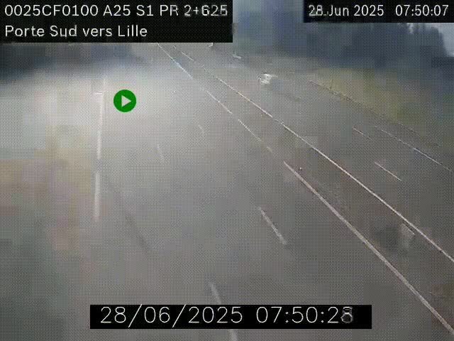<h2>Webcam autoroute A25 sur le périphérique de Lille à hauteur de Lille-Sud et la sortie 3 Faches-Thumesnil. Vue orientée vers Lille-Centre.</h2>