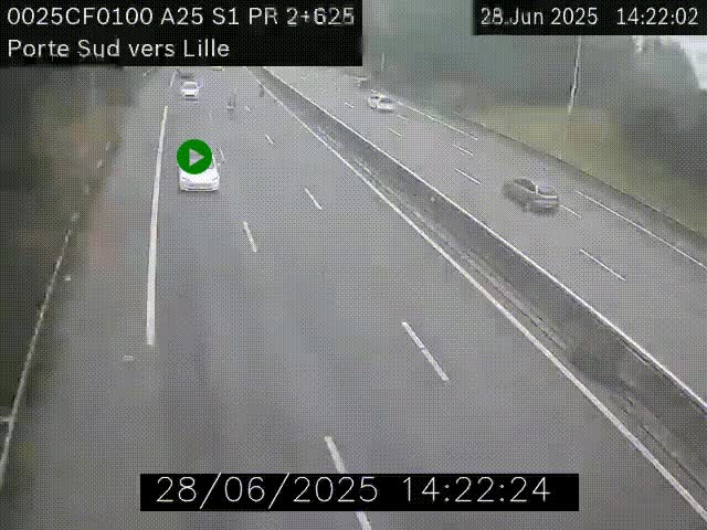 <h2>Webcam autoroute A25 sur le périphérique de Lille à hauteur de Lille-Sud et la sortie 3 Faches-Thumesnil. Vue orientée vers Lille-Centre.</h2>