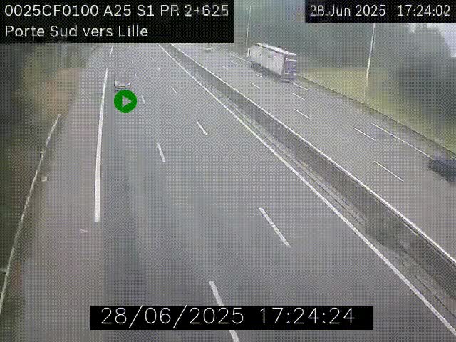 <h2>Webcam autoroute A25 sur le périphérique de Lille à hauteur de Lille-Sud et la sortie 3 Faches-Thumesnil. Vue orientée vers Lille-Centre.</h2>