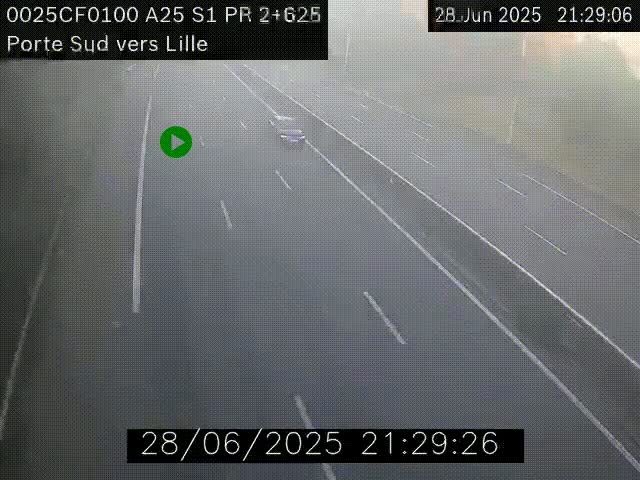 <h2>Webcam autoroute A25 sur le périphérique de Lille à hauteur de Lille-Sud et la sortie 3 Faches-Thumesnil. Vue orientée vers Lille-Centre.</h2>
