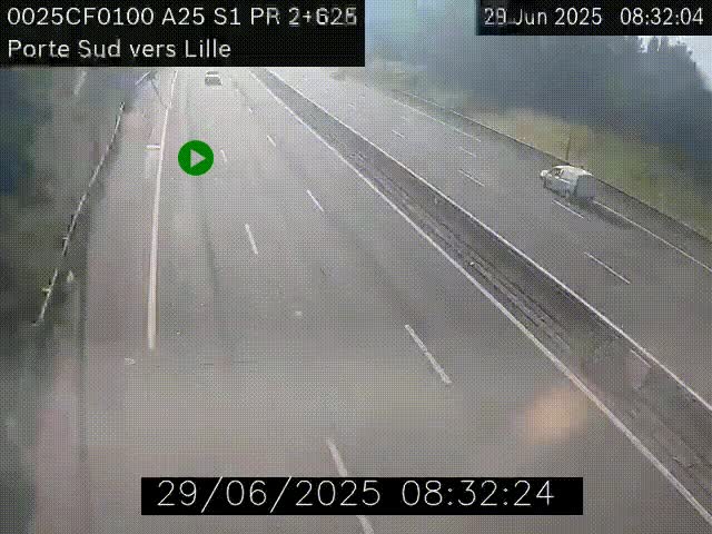 <h2>Webcam autoroute A25 sur le périphérique de Lille à hauteur de Lille-Sud et la sortie 3 Faches-Thumesnil. Vue orientée vers Lille-Centre.</h2>