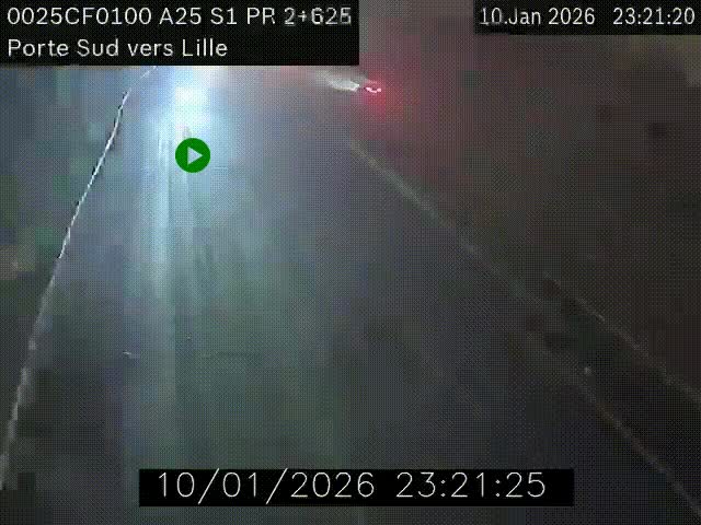 Webcam autoroute A25 sur le périphérique de Lille à hauteur de Lille-Sud et la sortie 3 Faches-Thumesnil. Vue orientée vers Lille-Centre.