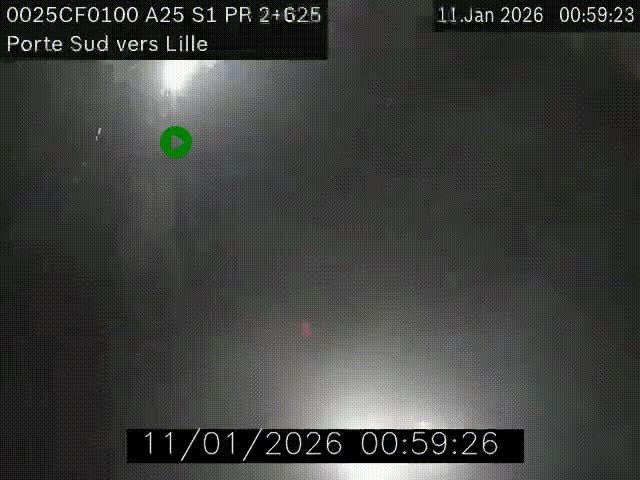 Webcam autoroute A25 sur le périphérique de Lille à hauteur de Lille-Sud et la sortie 3 Faches-Thumesnil. Vue orientée vers Lille-Centre.