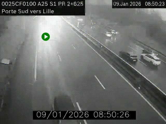 <h2>Webcam autoroute A25 sur le périphérique de Lille à hauteur de Lille-Sud et la sortie 3 Faches-Thumesnil. Vue orientée vers Lille-Centre.</h2>