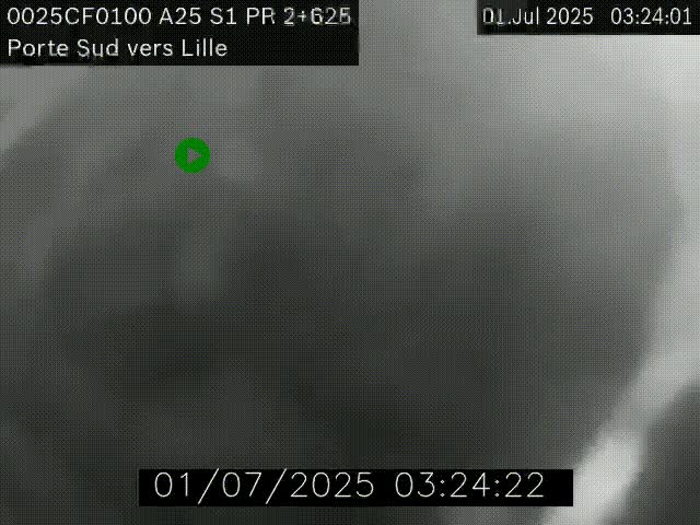 <h2>Webcam autoroute A25 sur le périphérique de Lille à hauteur de Lille-Sud et la sortie 3 Faches-Thumesnil. Vue orientée vers Lille-Centre.</h2>