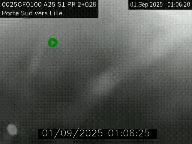 <h2>Webcam autoroute A25 sur le périphérique de Lille à hauteur de Lille-Sud et la sortie 3 Faches-Thumesnil. Vue orientée vers Lille-Centre.</h2>
