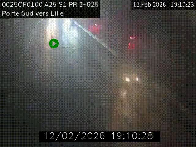 <h2>Webcam autoroute A25 sur le périphérique de Lille à hauteur de Lille-Sud et la sortie 3 Faches-Thumesnil. Vue orientée vers Lille-Centre.</h2>