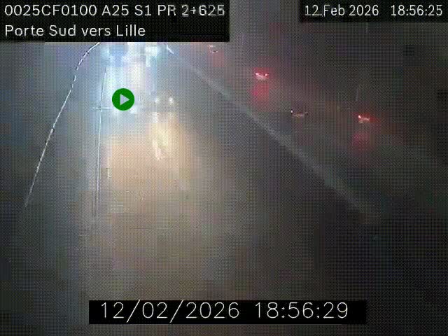 <h2>Webcam autoroute A25 sur le périphérique de Lille à hauteur de Lille-Sud et la sortie 3 Faches-Thumesnil. Vue orientée vers Lille-Centre.</h2>