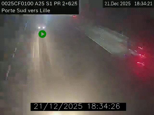 <h2>Webcam autoroute A25 sur le périphérique de Lille à hauteur de Lille-Sud et la sortie 3 Faches-Thumesnil. Vue orientée vers Lille-Centre.</h2>