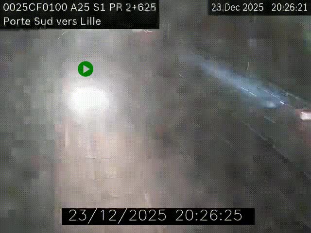 <h2>Webcam autoroute A25 sur le périphérique de Lille à hauteur de Lille-Sud et la sortie 3 Faches-Thumesnil. Vue orientée vers Lille-Centre.</h2>