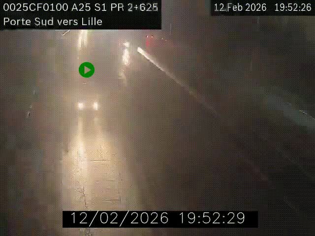 <h2>Webcam autoroute A25 sur le périphérique de Lille à hauteur de Lille-Sud et la sortie 3 Faches-Thumesnil. Vue orientée vers Lille-Centre.</h2>