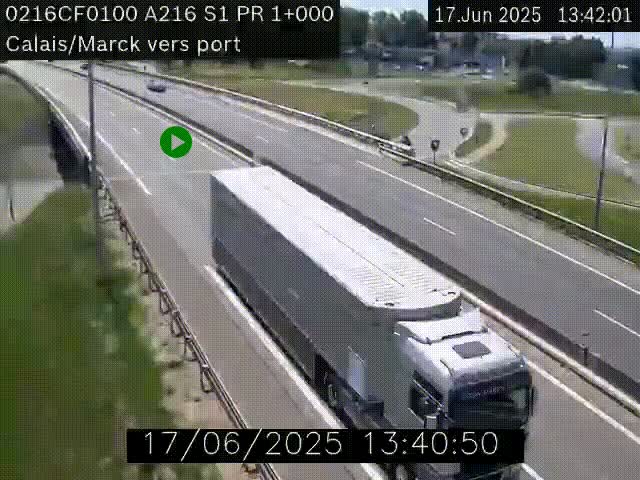 Webcam à Calais sur A216 (N216) en direction du port (harbour) de Calais.