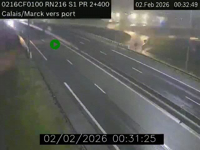 <h2>Webcam à Calais sur A216 (N216) en direction du port (harbour) de Calais.</h2>