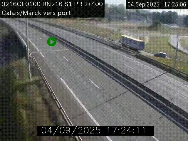 <h2>Webcam à Calais sur A216 (N216) en direction du port (harbour) de Calais.</h2>