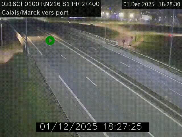 <h2>Webcam à Calais sur A216 (N216) en direction du port (harbour) de Calais.</h2>