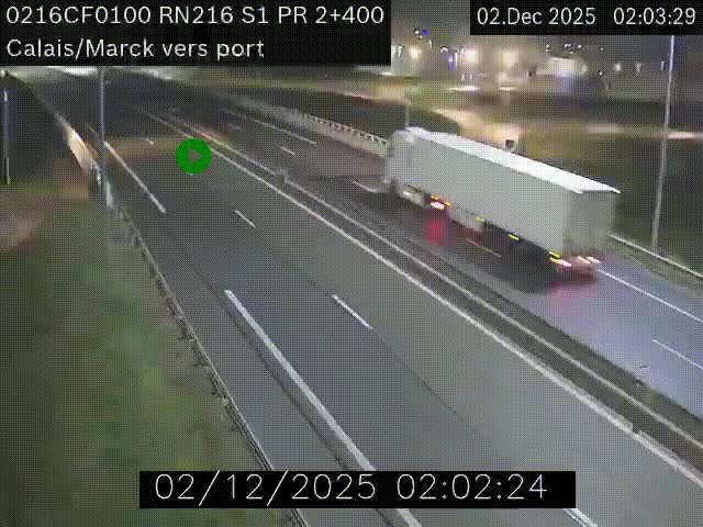 <h2>Webcam à Calais sur A216 (N216) en direction du port (harbour) de Calais.</h2>