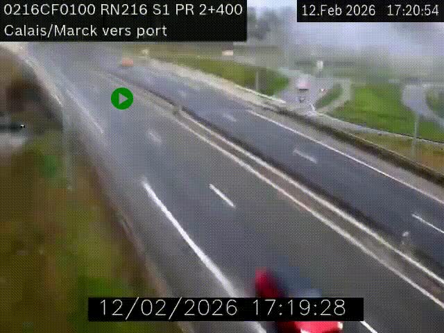 <h2>Webcam à Calais sur A216 (N216) en direction du port (harbour) de Calais.</h2>