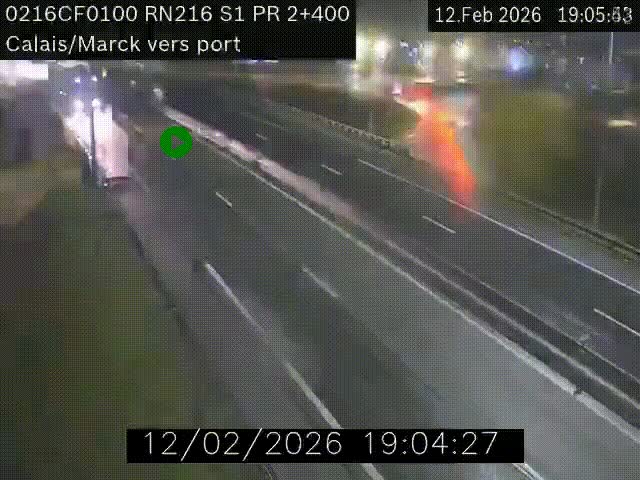 <h2>Webcam à Calais sur A216 (N216) en direction du port (harbour) de Calais.</h2>