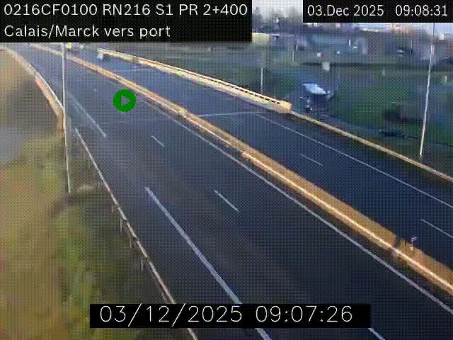 <h2>Webcam à Calais sur A216 (N216) en direction du port (harbour) de Calais.</h2>