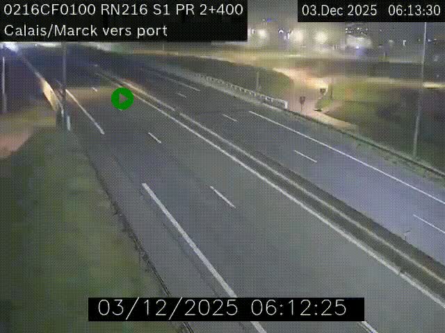 <h2>Webcam à Calais sur A216 (N216) en direction du port (harbour) de Calais.</h2>