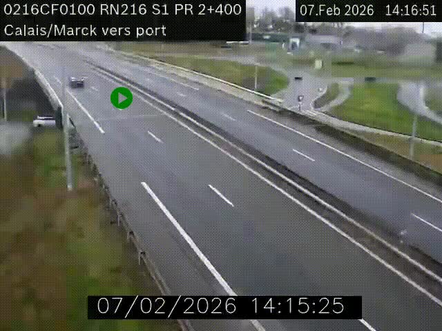 <h2>Webcam à Calais sur A216 (N216) en direction du port (harbour) de Calais.</h2>