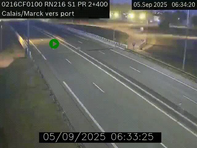 <h2>Webcam à Calais sur A216 (N216) en direction du port (harbour) de Calais.</h2>