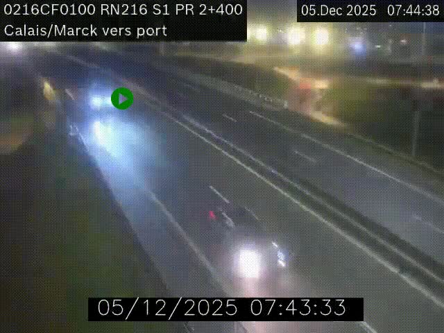 <h2>Webcam à Calais sur A216 (N216) en direction du port (harbour) de Calais.</h2>